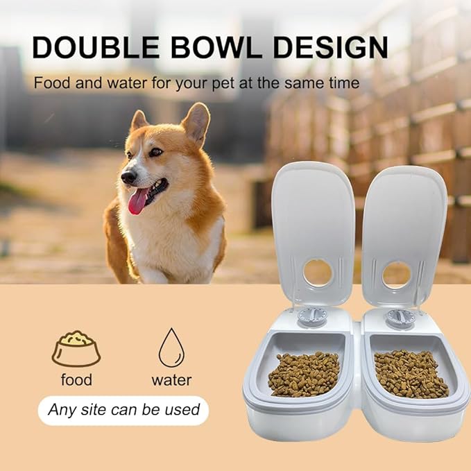 YANZEO Automatic Pet Feeder, 2 Meals Smart Pet Cat Dog Feeder with 48-Hour Timer for Cats and Small/Medium Dogs Pet Food Feeder