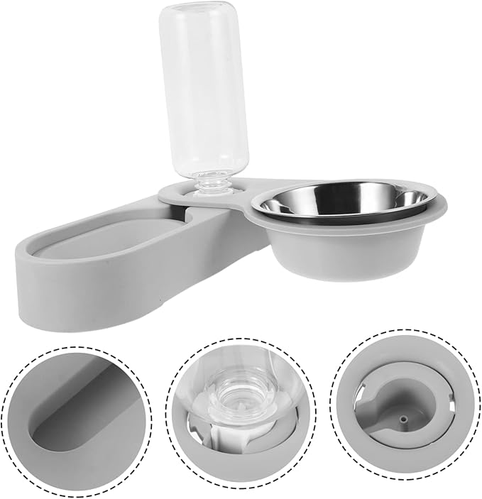 BESPORTBLE Multi-Function Pet Feeder Automatic Water Container Stainless Steel Cat Bowl Slow Feeder for Cats Dogs