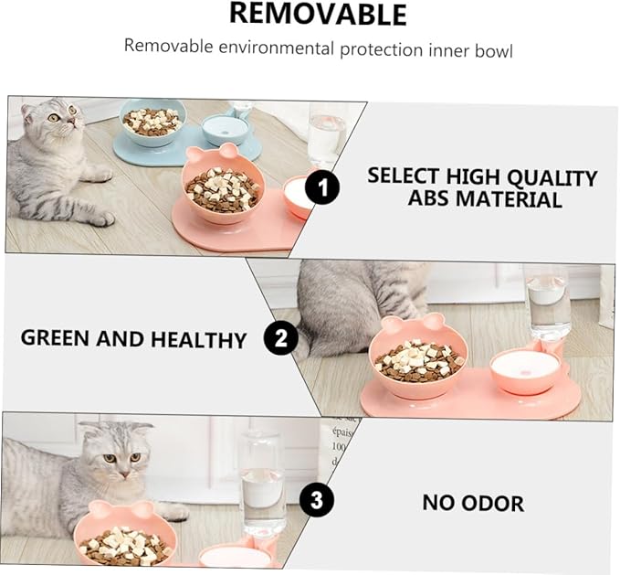 Angoily Automatic Cat Water Dispenser Elevated Feeding Bowl Pet Supplies for Cats and Dogs Easy to Tilted Design to Protect Neck