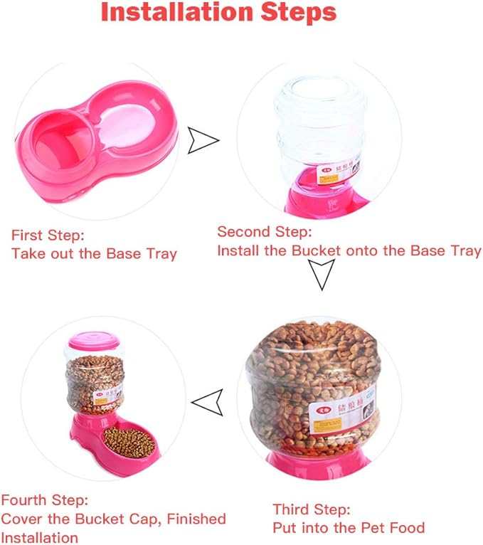 Food Dispenser Pet, Automatic Pet Water Food Dispenser 3.8L Large Capacity Self-Dispensing Pet Feeder Waterer Cat Dog Feeding Bowl Drinking Water/Automatic Feeding Pet Supplies 2#/13 ( Color : Light P