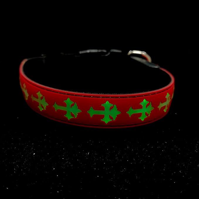 LED Dog Collar, USB Rechargeable, 15 Light Modes, Multi-Color Cross Pattern (RED, XL(19.7-23.6"))