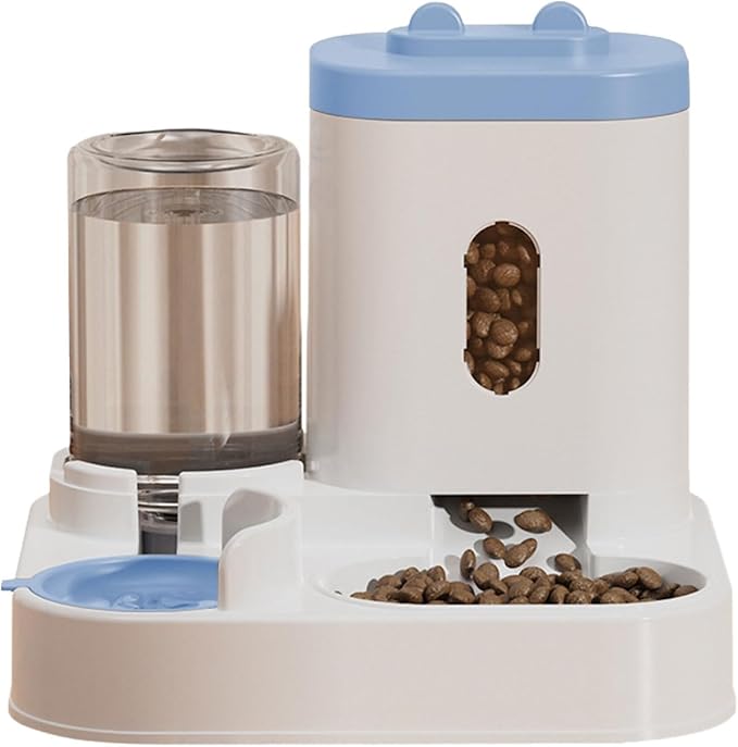 Large Dog Bowl Cats Food Bowls 2 in 1 Pet Feeders with Water Fountain Feeder and Waterer Food Container Supplies Food Dispenser Automatic