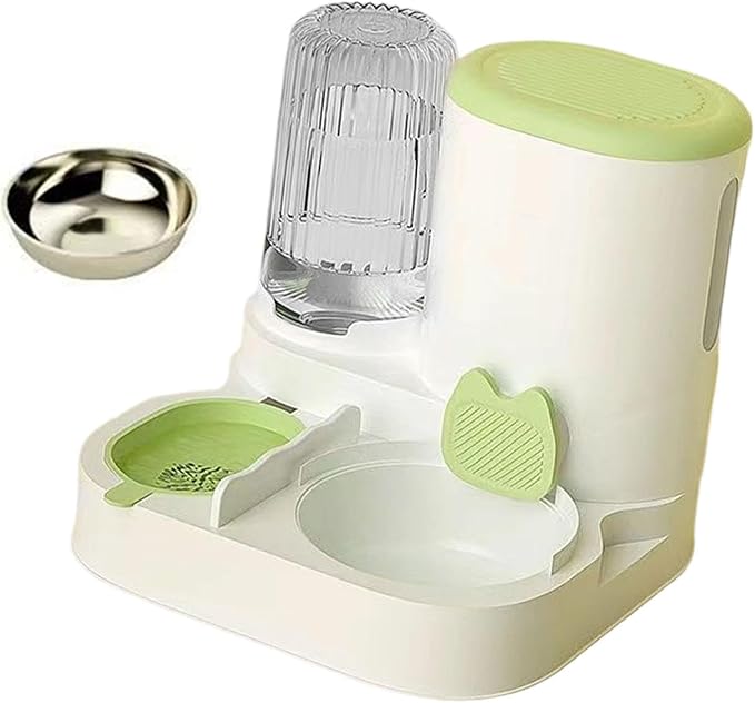 Automatic Dog Feeder and Water Dispenser Dog Bowl,Household,Food Feed,Automatic Pet Feeder for Small Dogs Small Animals Bunny, Green