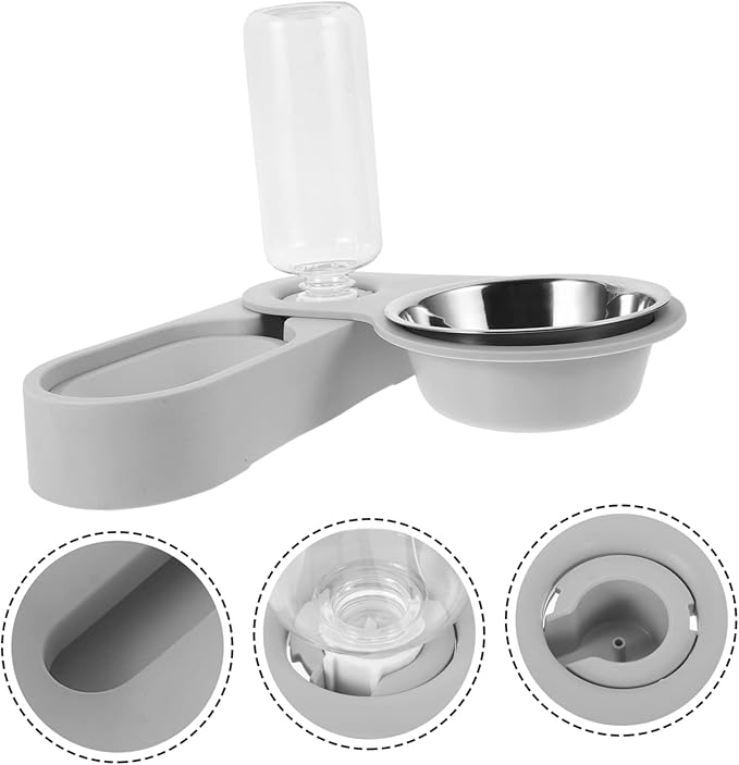Stainless Steel Cat Bowl Elevated Cat Feeder Tilted Pet Bowl and Automatic Water Container
