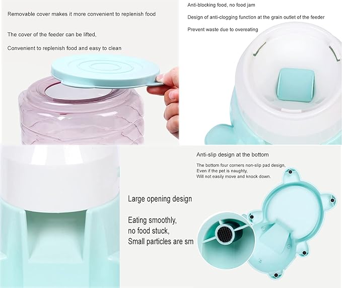 Automatic pet Feeder Push Feeder for Cats and Dogs 1.8L (Apricot)