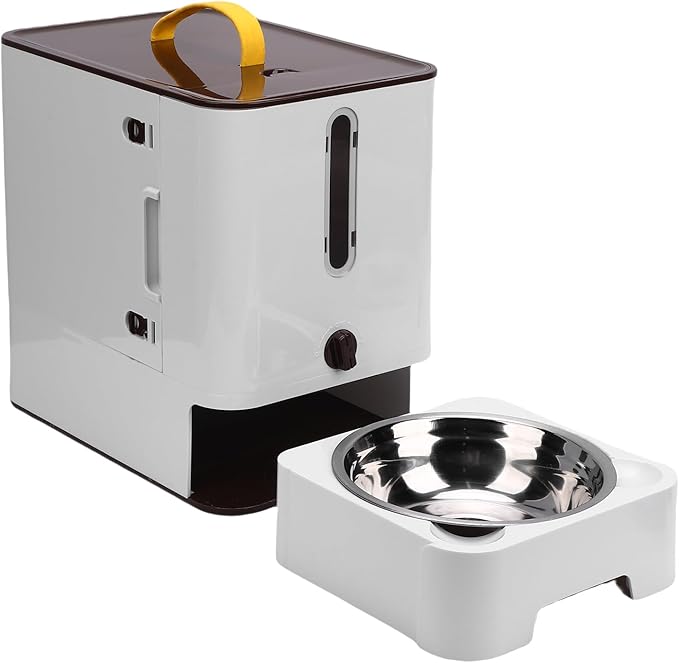 Automatic Cat Dog Food Dispenser, Large Capacity Pet Feeder with Timed Feeding and Sealing Technology, for Home Outdoor Travel (Dark Brown)