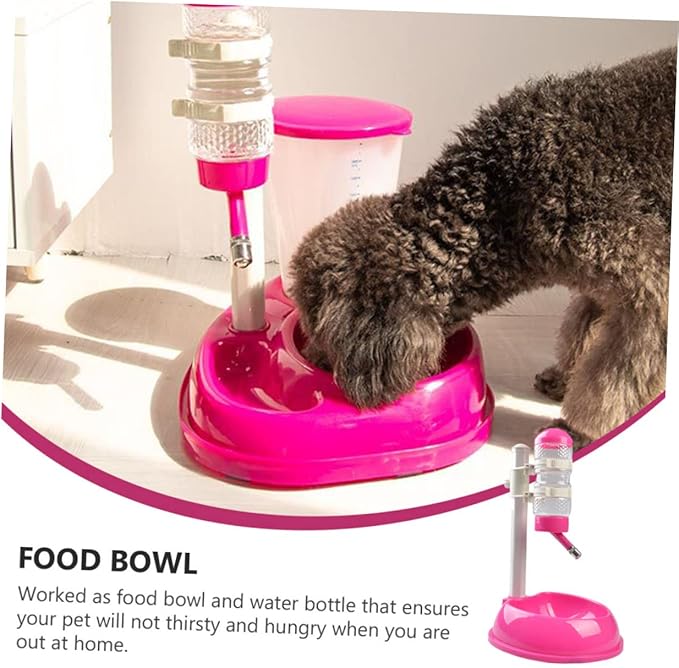 BESPORTBLE Automatic Pet Water Dispenser with Bowl Capacity Dog and Cat Feeder Easy to Clean Practical Waterer for Dogs Cats and Other Pets Rose Red