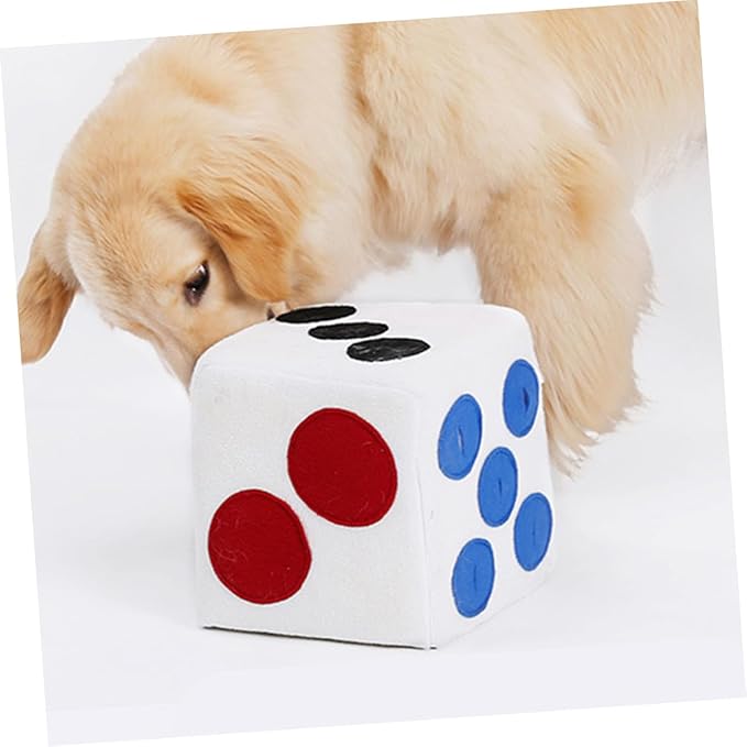 GALPADA Funny Dog Plush Dice for Training and Sniffing White Plush with Invisible Zipper Durable Elastic Material Easy to pet for Puppies and Dogs
