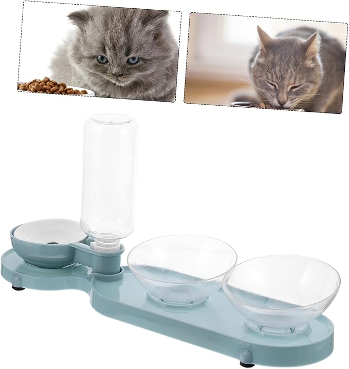 Mipcase Cat Water Feeder Pet Automatic Water Bottle Double Bowels Raised Cat Bowl Material