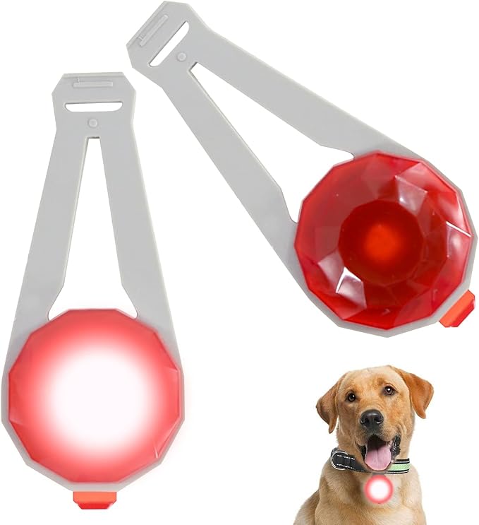 LED Collar Charm Light,Dog Collar Lights for Night Walking,Dog Night Light, Pet Safety Light for Outdoor, 3 Light Modes, 5KM Visibility,USB Rechargable (2 Count, Red)