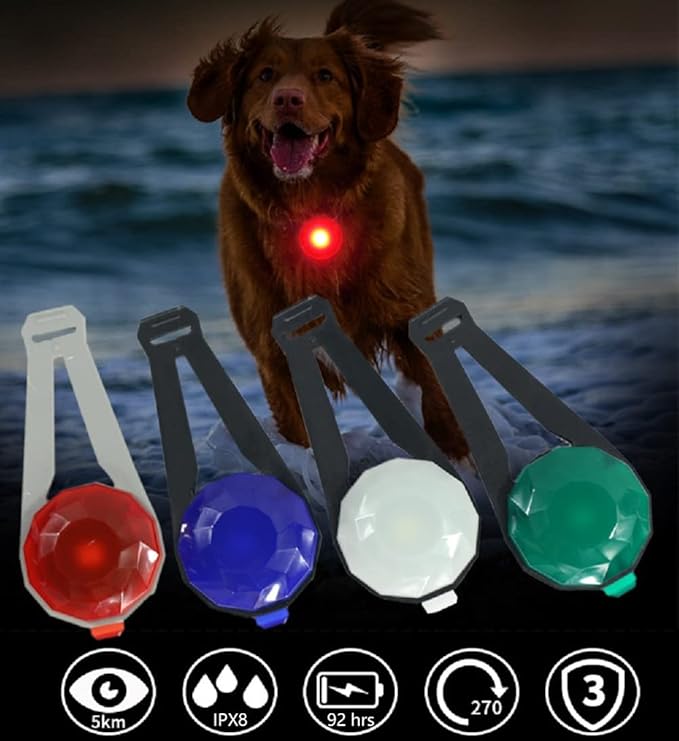 LED Collar Charm Light,Dog Collar Lights for Night Walking,Dog Night Light, Pet Safety Light for Outdoor, 3 Light Modes, 5KM Visibility,USB Rechargable (2 Count, Red)