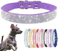 Small Dog Collar, Bling Rhinestone Diamond Fancy Crystal Glitter Pretty Jewel Pet Puppy Collars for XXS XS Small Medium Large Breed Girl Female Dogs Cats (Purple, S)
