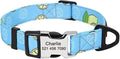 Personalized Dog Collar Nylon Print Dog Collars Customized Puppy Pet Collar Engraved Name ID for Small Medium Large Big Dogs Pug 159 Blue S