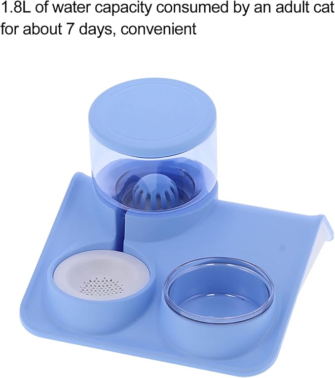 Pet Feeder, Detachable Cat 1.8L Automatic Water Dispenser Food Feeder Drinker Bowl, Pet Water Dispenser and Food Bowl Set for Dogs Cats and Small Animals (Rooftop Drinking