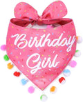 LunaMarie - Luxury Pet Birthday Bandanas -Premium & Silky Poly Fabric | 100% Handmade | Custom Shape Dual Layered (Birthday Girl, X-Small)