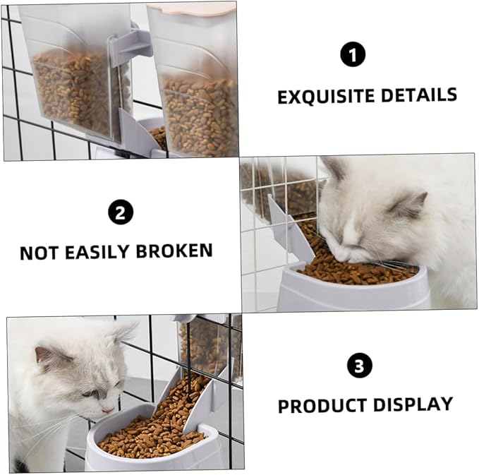 1pc Hanging Pet Feeder Automatic Dog and Cat Food Container Removable Bowl for Easy Feeding Gray Color for Pet Crates and Cages Prevents Spills and