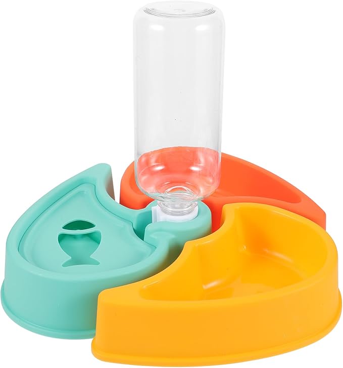 Pet Feeder Station Wet and Dry Food Bowl with Water Dispenser, Anti-tip Small Dog and Cat Feeding Bowls Set for Indoor Use