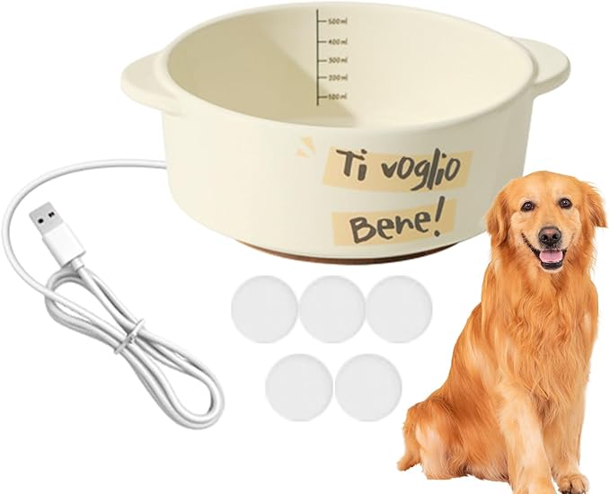 Heated Water Bowl Dog - Ceramic Pet Heating Dish, Constant Temperature Automatic Waterer, Winter Drinking Solution | Dogs Cats Rabbits Birds for Dogs Cats Rabbits Birds