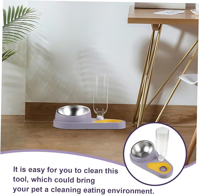 POPETPOP Automatic PET Feeder and Water Dispenser Detachable Dog and Cat Bowls Spill Design 2-in-1 Feeding Station for Dogs and Cats Plastic