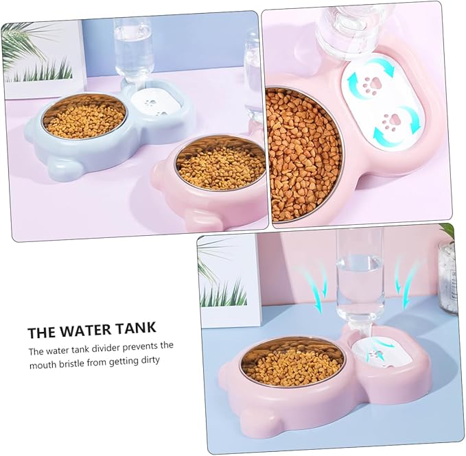 TOYANDONA Pet Food Bowl Water Dispenser Dual Use Automatic Drinking Bowl for Dogs and with Water Tank Divider Safe and Material