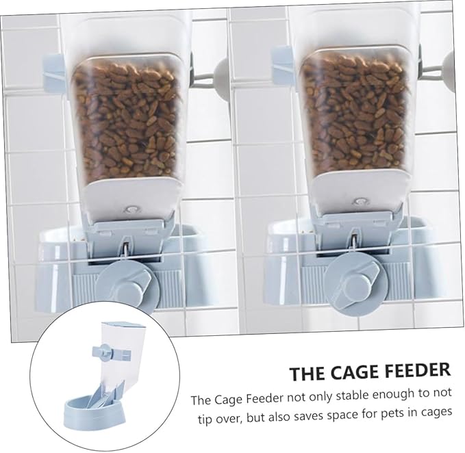 Kichvoe 2l Automatic Dog Feeder Hanging Pet Cage Feeder with Bowl, Space Blue Sturdy Pet Supplies for Puppies and Dogs