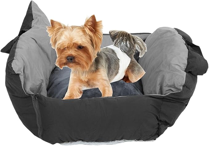 Dog Car Seat, Washable Soft PP Cotton Cushion Pet Carrier for Small Medium Dogs Cats, Universal Pet Bed Booster with Safety Belt, Accessories