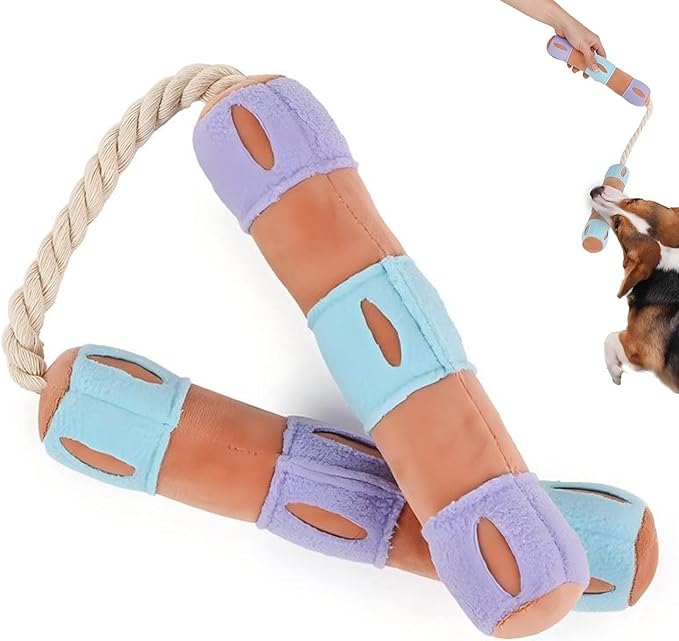 Playful Paws Nunchakus Dog Toy Dog Chew Toys Dog Enrichment Toys with Squeaky and Hidden Treats Interactive Dog Puzzles Toy Snuffle for Dogs (Orange)