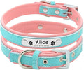 Personalized Dog Collars Leather Padded Customized Dogs Collars Name ID Collar for Small Medium Dogs Cats Blue Pink Black Red