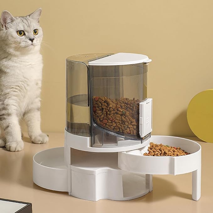 2in1 Pet Water Bowl Food Feeder Automatic Dog Feeding Dispenser Drinking Container Dishware Automatic Drinking for Cats Wet and Dry