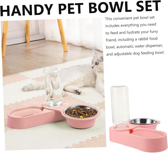 Stainless Steel Cat Bowl Stand 2-in-1 Pet Feeder Automatic Water Dispenser for Cats Dogs
