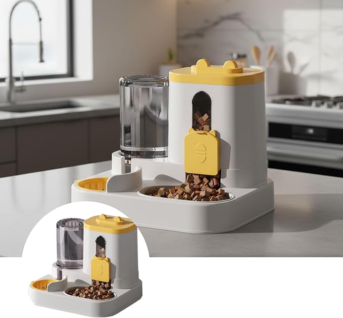 Automatic Pet Feeder with Water Dispenser - Self-Feeding Station for Cats and Dogs, Ideal for Home or Travel Use