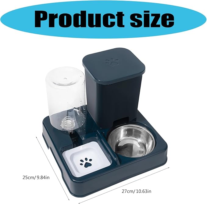 2IN1 Dog Double Bowl Feeder Clear Water Dispenser and Food Pet Automatic Waterer Large Capacity Feeding Accessory for Cats Food Dispenser