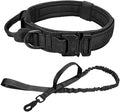 Military Tactical Dog Collar Leash German Shepard Medium Large Dog Collars Lead for Walking Training Dog Collar Control Handle Black Set L