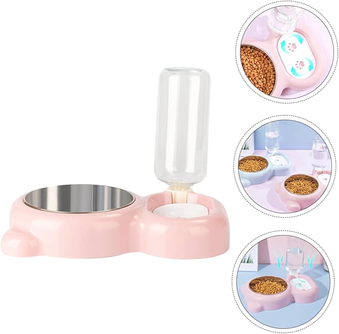 HANABASS Pet Feeder Bowl Stainless Steel Dual Bowl for Cats and Dogs Easy to Clean Automatic Water Dispenser Dust and Fur Resistant Design Pet Supplies
