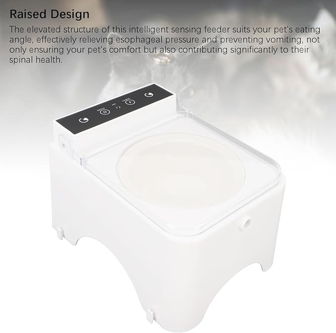Automatic Cat Feeder, Smart Cat Food Dispenser with Induction Lid & Removable Pet Food Bowl, Rechargeable Automatic Pet Feeder, Pet Food Dispenser for Cats and Dogs, Small Pet