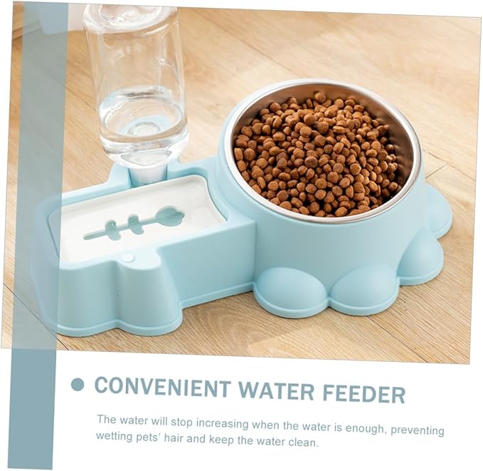 BESPORTBLE 1set Multi-Function Pet Bowl Automatic Water Dispenser Feeding Bowl for Cats and Dogs Stainless Steel Easy for Home and Pet Stores