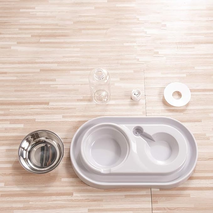 feeders PP+Hips+Stainless Steel Dog Drinking Device Automatic Dog Bowl Cat Bowl Double Bowl Food Bowl Pet Feeder Teddy Drinking Water Cat Water Dispenser Pink