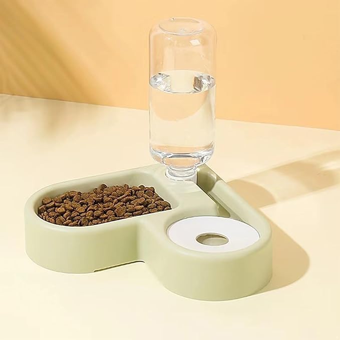 CHICTRY Cat Dog Automatic Feeder and Water Bowl Dry Food Dispenser with Double Dishes for Small Medium Pets Easy to Clean Green One Size