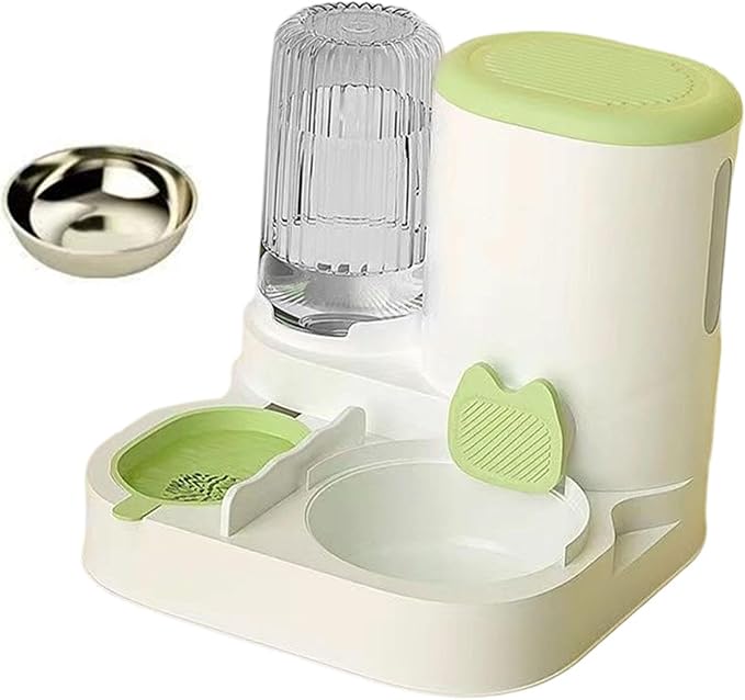 Automatic Dog Feeder and Water Dispenser Dog Bowl Convenient,Removable,Pet Supplies,Automatic Pet Feeder Food Feed for Puppy, Green