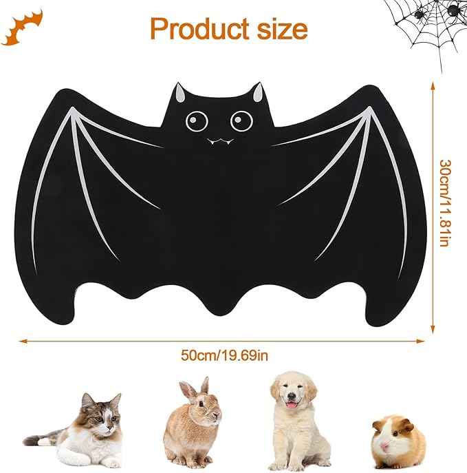 Halloween Pet Mat for Food and Water, Pet Feeding Mat for Dog Cat Bowl Absorbent Anti-Stain Non-Slip Quick Dry Easy Clean Floor Placemat, Pets Accessories Indoor (12 * 20 in)