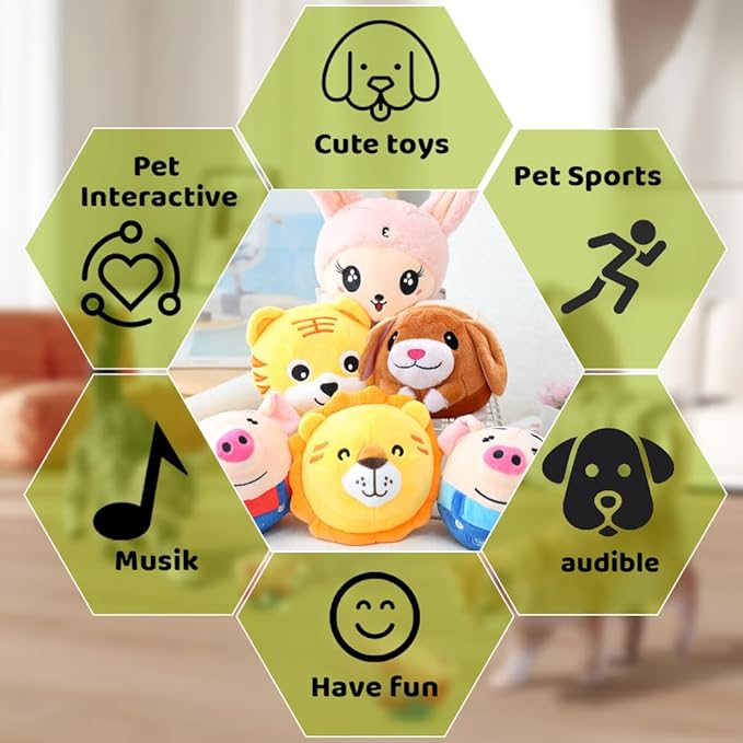 Interactive Dog Toys,2024 New Active Moving Pet Plush Toy,Squeaky Moving Dog Ball Toy,Rechargeable Puppy Toys to Keep Them Busy,Washable Pig Plush Toys