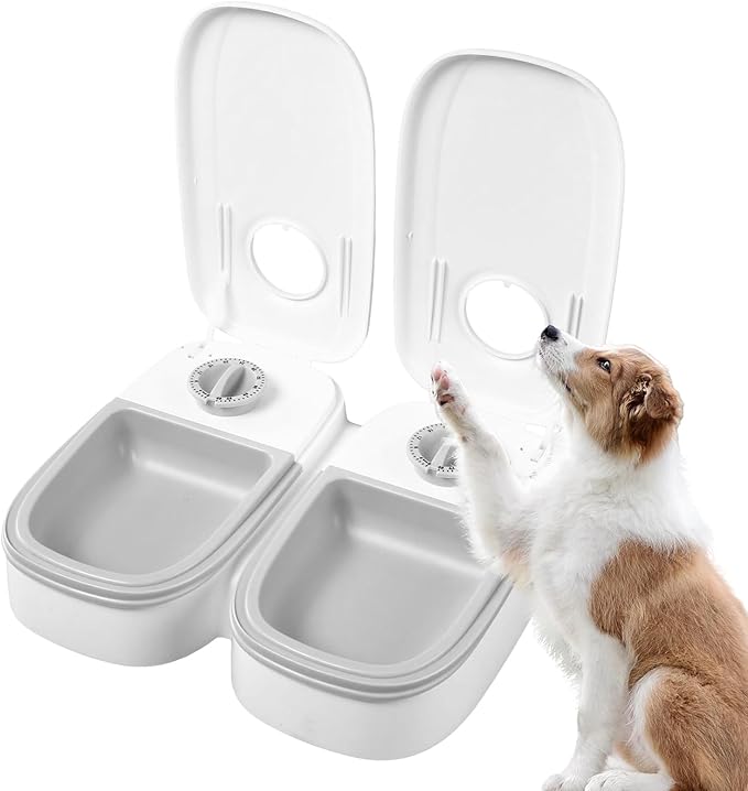 Automatic Dog Feeder - 350ml Non Slip Feeding Storage | Battery Powered Cat Automatic Feeder | for Treat Snack Meals Puppy Small Medium Large Breed Indoor Outdoor Apartment Balcony