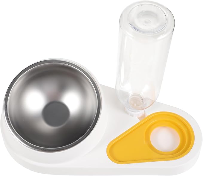 Automatic Pet Feeder and Water Dispenser Bowl for Small Dogs and Cats, Anti-Spill Food and Puppy Water Bowl, White Plastic Pet Feeding Station for Home Use