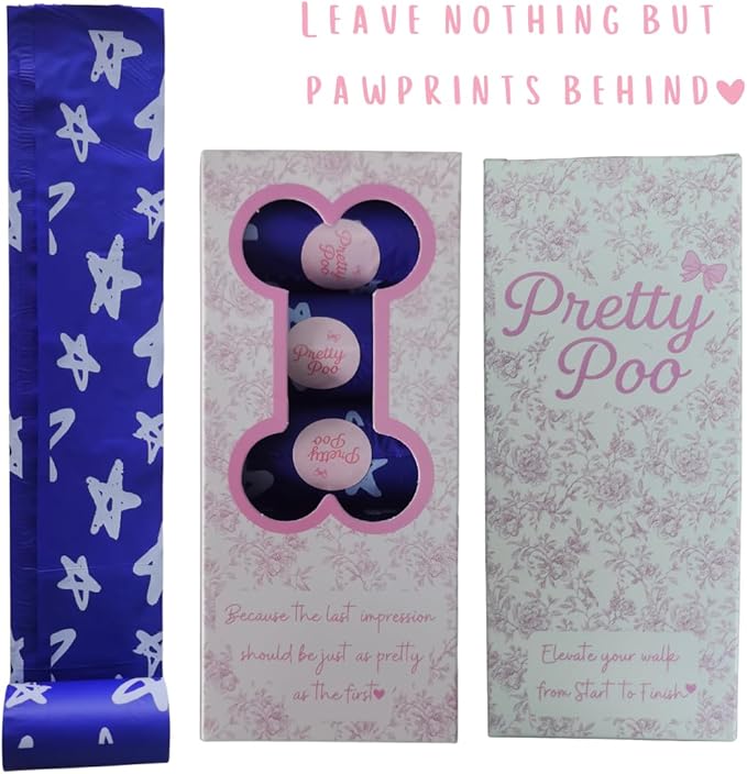 Pretty Dog Poop Bags - 150 Count, Certified Home Compostable, Leakproof, Extra Thick, Tear Resistant, Blue, Lavender Scented, Seeing Stars
