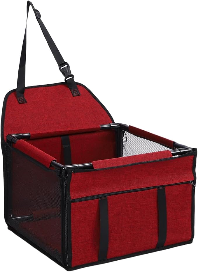 Pet Seat, Dog Car Seat Portable 39x39x27cm for Travel (Red)