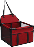 Dog Car Seat, Oxford Fabric Water Proof Dog Booster Seat Foldable Portable Pet Carseat Large Capacity Car Pet Bed, Puppy Carrier Safety Stable for Travel, 39x39x27cm (Red)