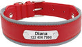 Reflective Large Dog Collar Leather Personalized Pet Dog Collars coleira para cachorro for Big Pit Bull Dogs German Shepherd Red L