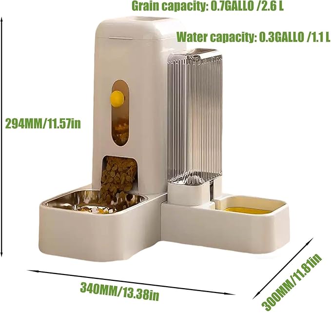 Automatic 2-in-1 Dog Feeder and Gravity Water Dispenser, Double Bowls Pet Feeding Station, Easy to Use & Clean, Suitable for Small to Medium Dogs and Puppies