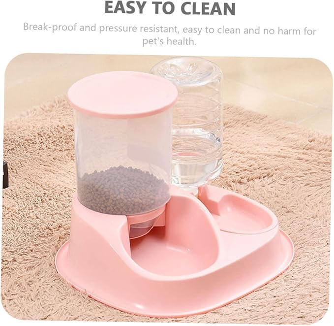 GANAZONO Automatic Cat and Dog Water Dispenser Feeder Dual Bowl Design for Easy Feeding Removable and Easy to Clean for Pet Owners and Stores and Break-Resistant Large Capacity Pink