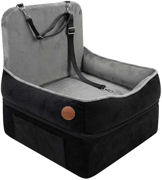 Elevated Dog Cat Car Safety Seat - Waterproof,Black